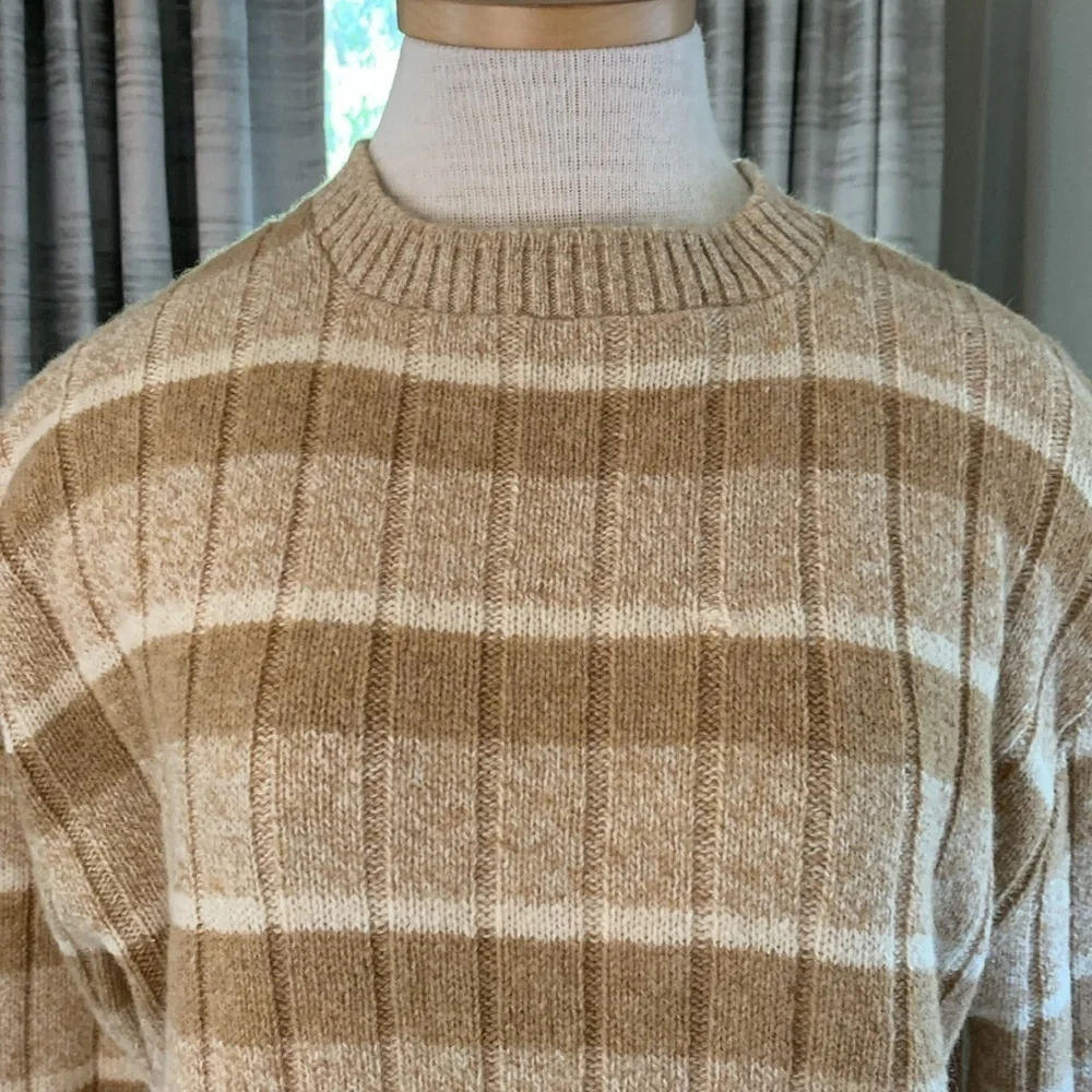 Jantzen vintage cream colored striped wool grandpa sweater - Picture 2 of 4